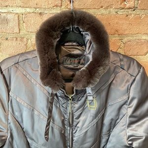 Via Spiga Down Coat with Fur Trim